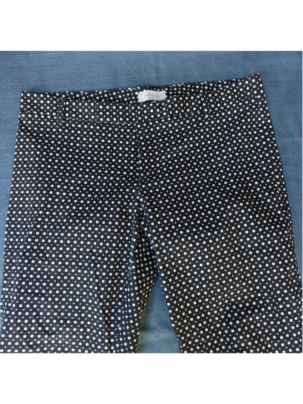 GAP Women's 14 SLIM CROPPED STRETCH Black/White Geometric Cotton Pants
